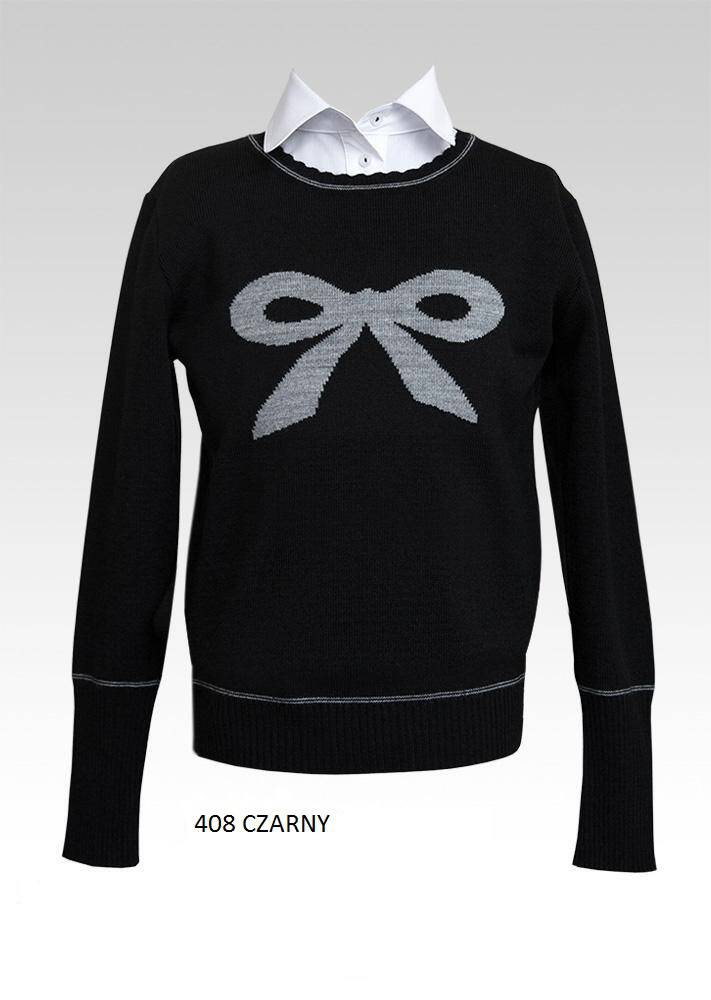 SWETER CZARNY Z KOKARDKĄ, SLY